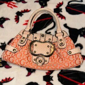 Guess Orange and Cream Mini Bag with Embossed Design